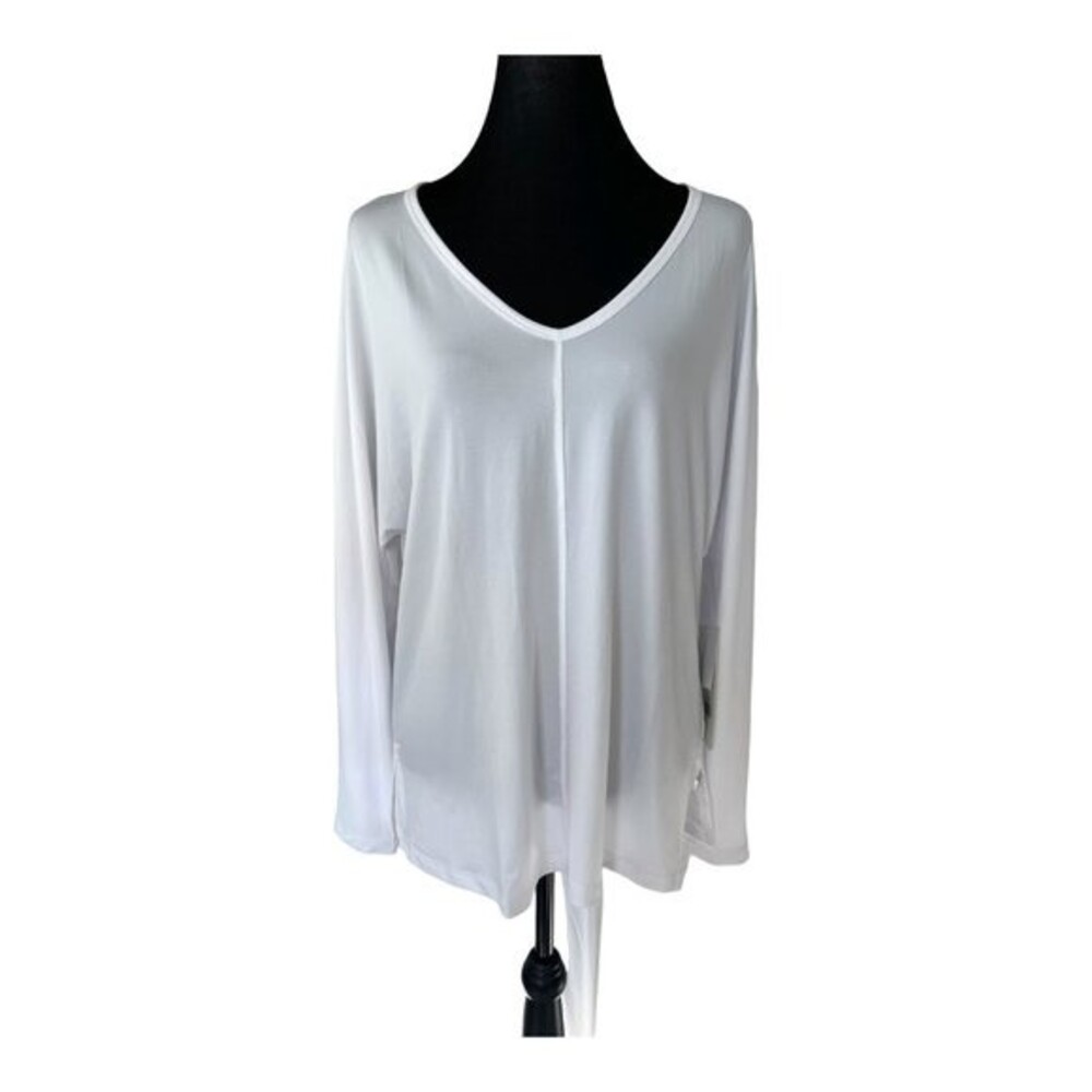 Fabletics Lydia Side Slit White Long Sleeved Loose Fit Workout Tee‎ XXL NWT